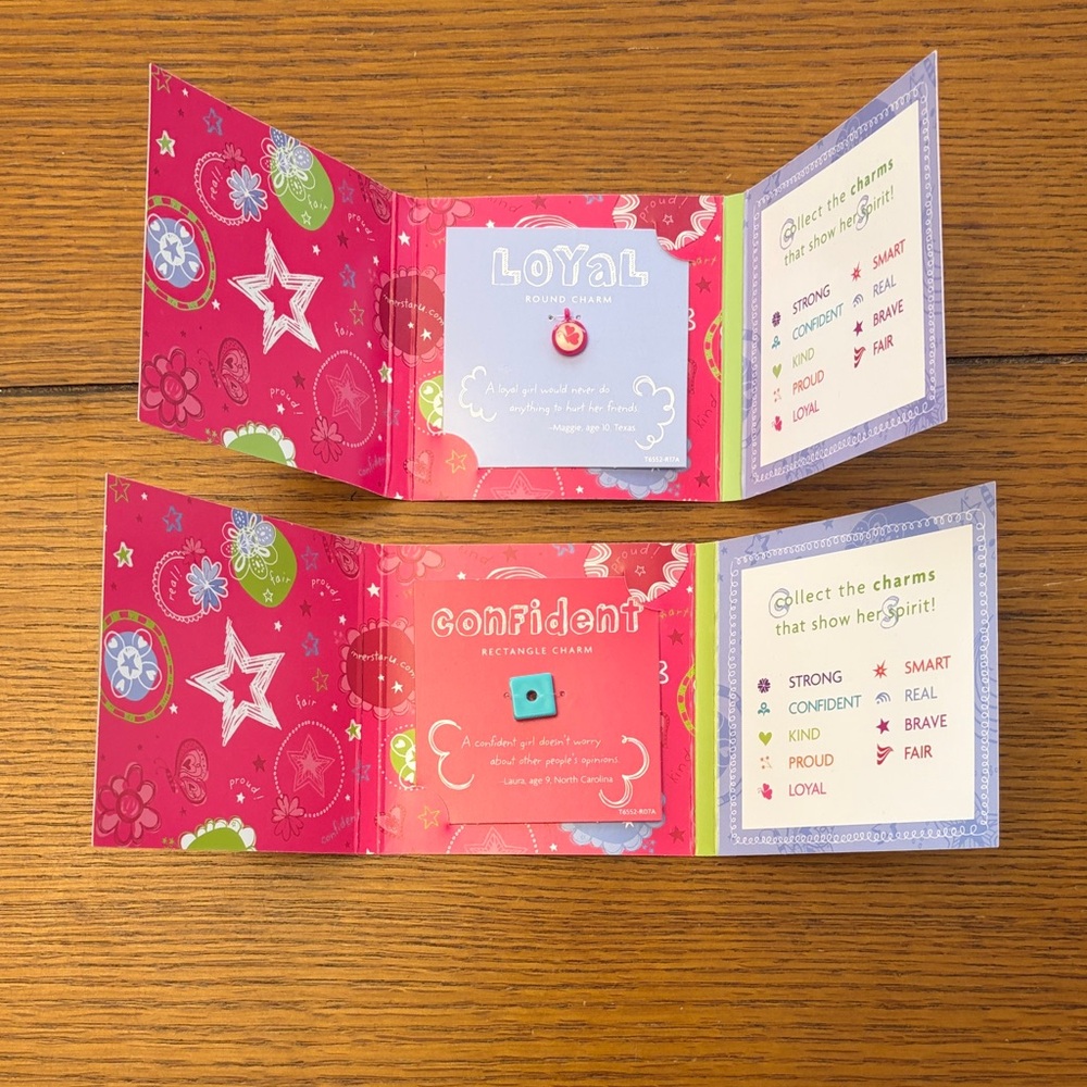 American Girl Pink and Purple Loyal & Confident Charm Booklets